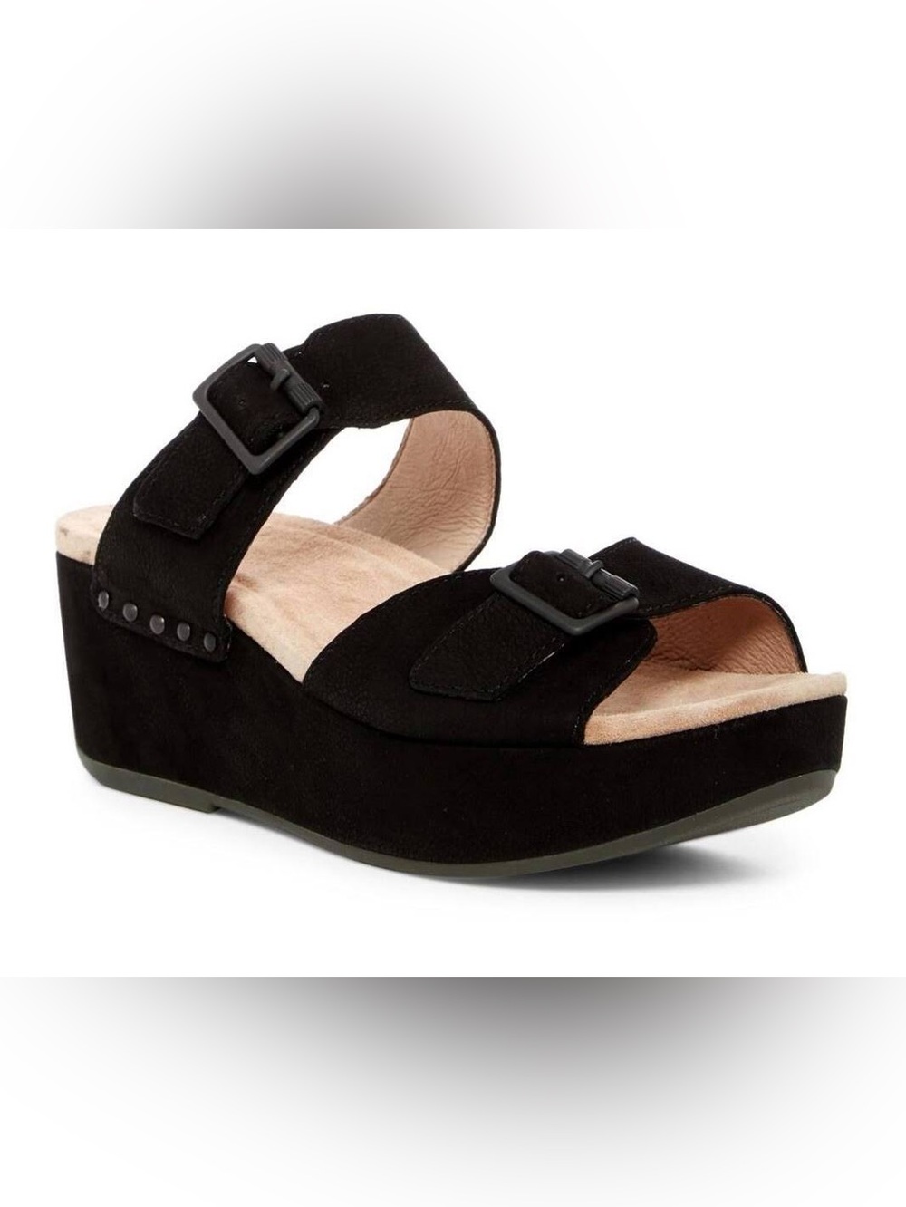 BN Dansko ‘Selma’ Leather Wedge Platform Slide Buckle Sandals 38